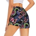 thumbnail image 2 of Uemuo Snake And Flower Pattern Women's Athletic Shorts High Waisted Running Shorts with Liner Pockets Gym Elastic Workout Shorts-Small, 2 of 9