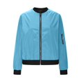thumbnail image 5 of Zip Up Casual Jacket for Women Oversized Long Sleeve Coat Light Windbreaker With Ribbed Cuffs Pockets Sky Blue M, 5 of 8