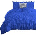 thumbnail image 2 of D.N.G. BEDDINGS 100% Egyptian Cotton 5 Piece Circle Ruffle Comforter Set with 1 Freebie Ruffle Pillow | 550 GSM Filled Microfiber - Full/Queen Size, Royal Blue Color - 800 Thread Count, 2 of 5