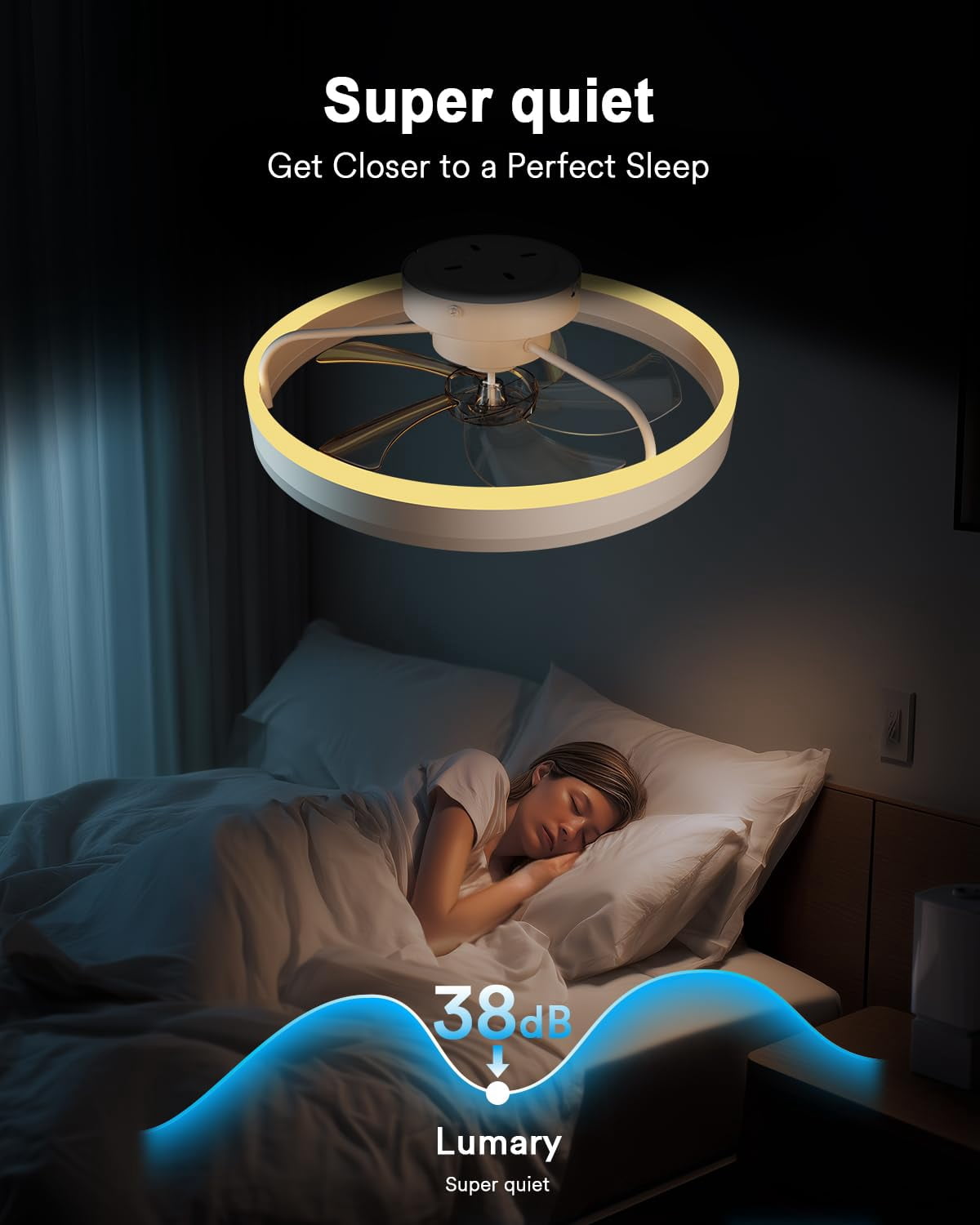 Lumary 20 Inch Low Profile Smart Ceiling Fan with Light RGBAI LED Flush Mount App and Remote Control Works with Alexa Google White