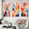 thumbnail image 1 of Designart "Symmetrical Pastels in the World of Hard-Edge V" Abstract Framed Wall Art Set Of 3 - Multi-Color Hard Edge Painting Frame Canvas Set For Living Room Decor, 1 of 6