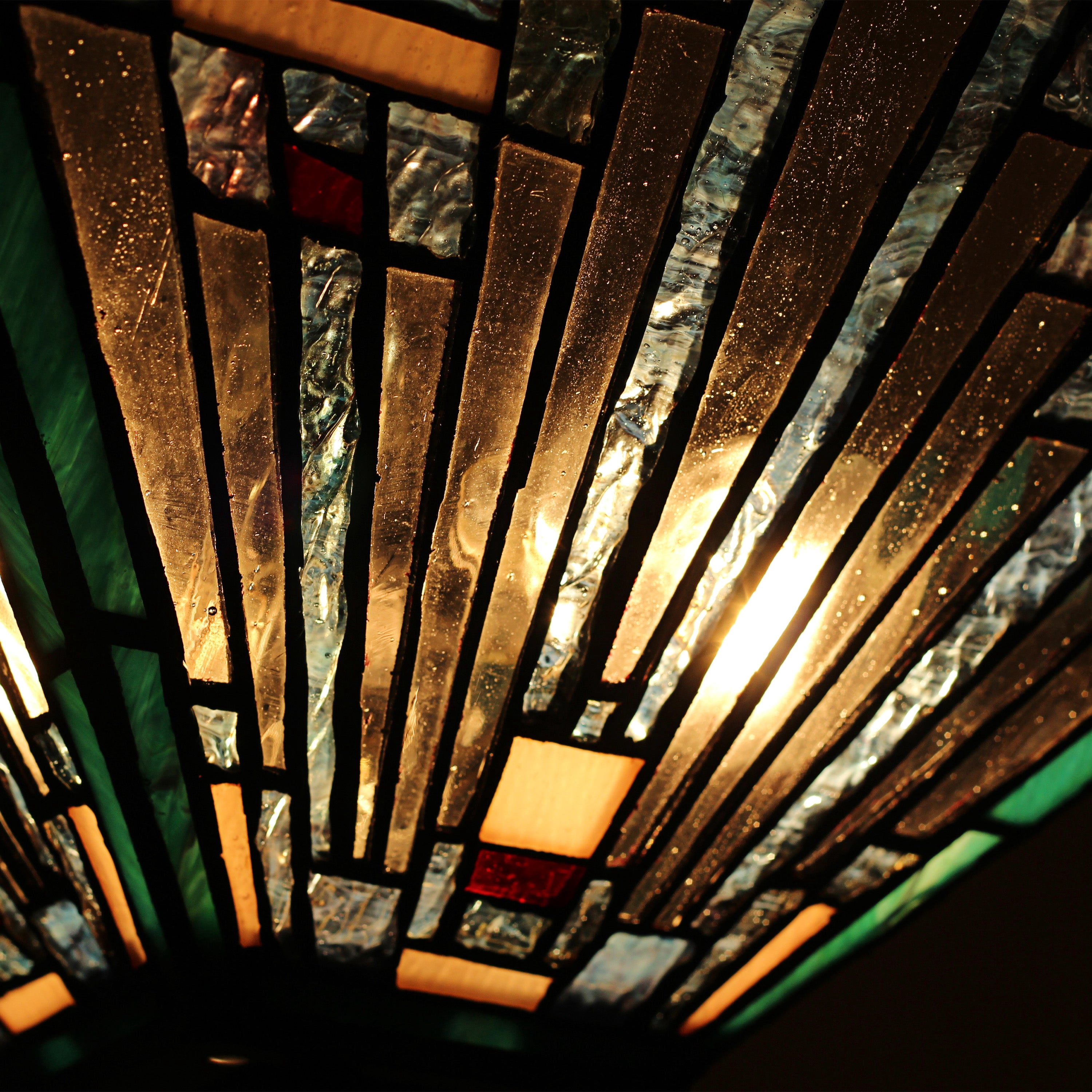 RADIANCE Goods Tiffany-Style Blackish Bronze 2 Light Mission Ceiling Fixture 14" Wide