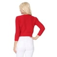 thumbnail image 6 of YEMAK Women's Crewneck Button Down 3/4 Sleeve Cropped Knit Cardigan Sweater MK3514, 6 of 6