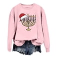 thumbnail image 4 of IWRICH Hanukkah Sweatshirt for Women Funny Chanukah Jewish Christmas Pullover Tops B-Pink M, 4 of 6