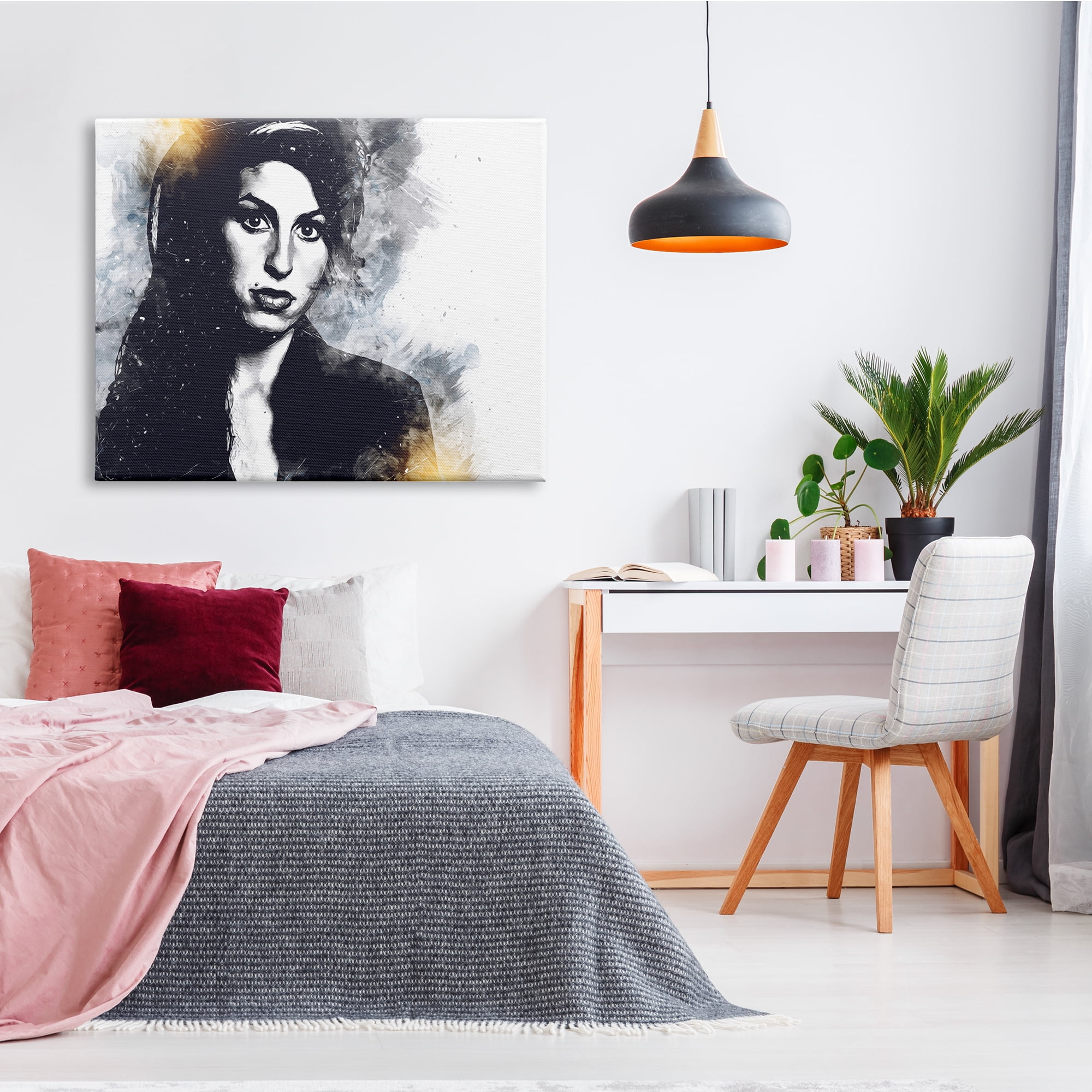 Stupell Industries Amy Winehouse Modern Portrait Bold Eyes Abstract Pattern, 48 x 36, Design by Birch&Ink