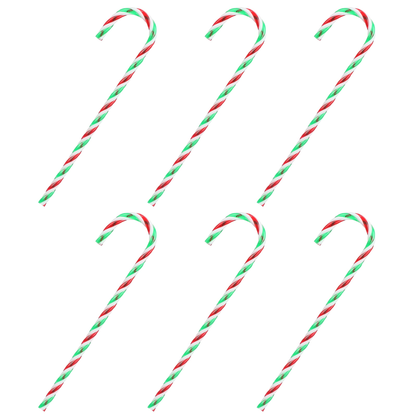 WWW 6 Pieces Tree Ornaments Candy Cane, Plastic Candy Cane Ornaments