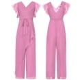 thumbnail image 5 of YUUMIN Girls Jumpsuits Ruffle Sleeveless Overalls Rompers Summer Casual Long Playsuits Trousers Dusty Pink 12, 5 of 7