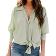 thumbnail image 1 of Tops para mujer, camisas, blusas, elegantes, informales, de manga larga, holgadas, sólidas, con cuello vuelto, blusa, camiseta Odeerbi ODB-5, 1 of 9