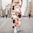 thumbnail image 2 of Women's Casual Pants Halloween Print Loose Pocket Drawstring Cuffed High Waist Join Sweatpants Perfect For Everyday Wear In Fall And Winter, 2 of 5