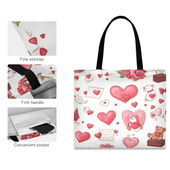 Canvas Tote Bag for Women Girls Design Print Luxe Love Tote