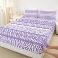 thumbnail image 4 of Manfei Vintage Mandala Damask Twin Sheet Sets, Plum Zebra Print Twin Fitted Sheet, Cycle Stripes Abstract Flat Sheet, Lightweight Room Decor, 3-Piece, 4 of 8