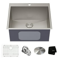 KRAUS Standart PRO 25" Drop In / Top Mount 16 Gauge Deep Laundry Utility Stainless Steel Kitchen Sink