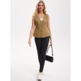 thumbnail image 6 of DARING DIVA Women's V Neck Patch Pockets Button Down Sleeveless Jacket M Light Brown, 6 of 6