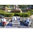thumbnail image 3 of 5-Piece Patio Conversation Set PE Rattan Wicker 4-Seater Furniture Sofa Set with Gas Fire Pit Table - Gray, 3 of 9