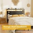 thumbnail image 6 of Aheaplus Queen Size Headboard with Storage, Headboards with Outlets and RGB LED Light, Sturdy Head Board for Queen Size Bed, Stable Headboard Only for Bedroom, Dorm Room, Guest Room, Black Oak, 6 of 9