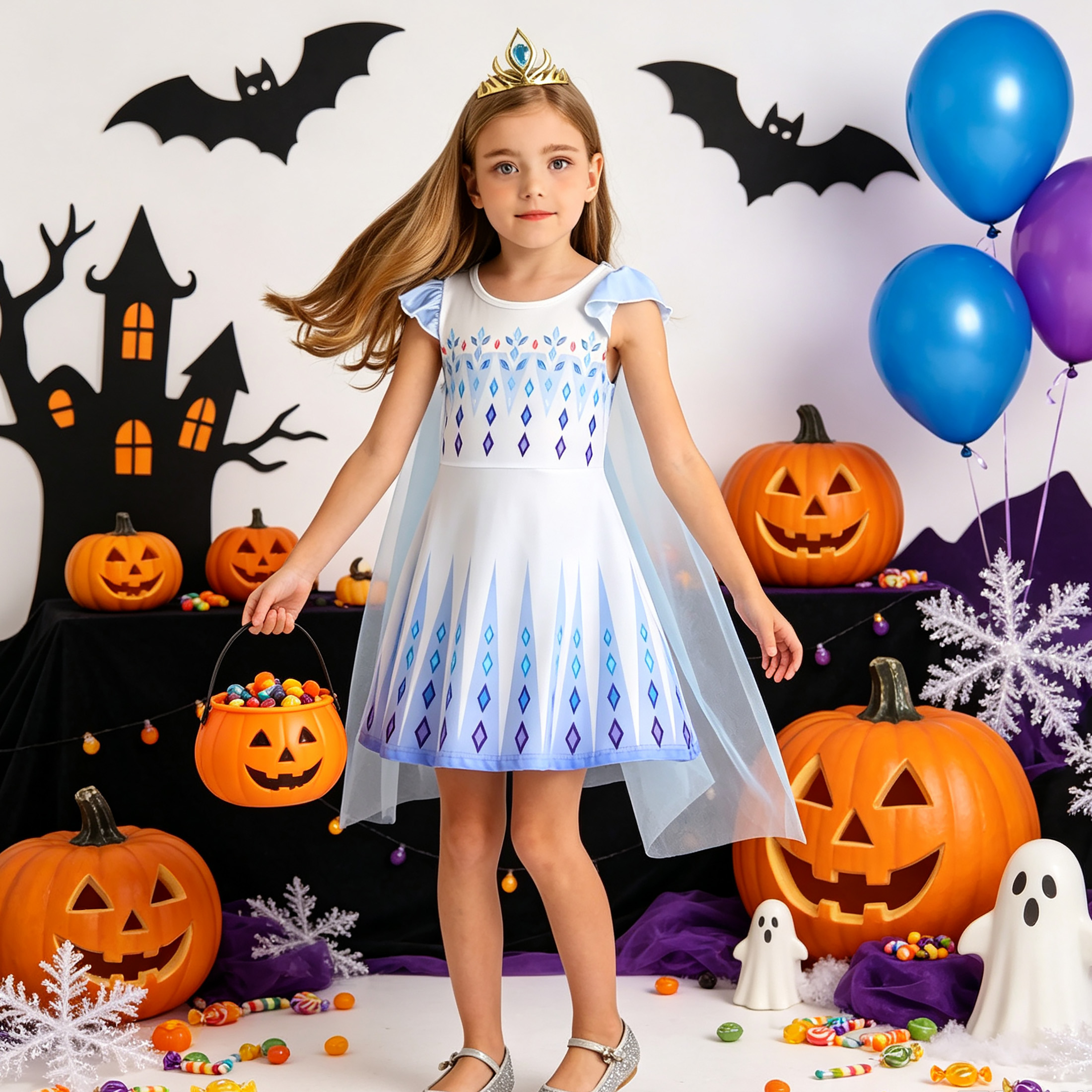 Benylion Ice Princess Dress Costume for Girls, White, 3-4 Years photo 2
