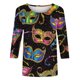 thumbnail image 4 of Tejiojio 3/4 Length Sleeve Women Tops Carnival Crew Neck Dressy Loose Fit Blouses Casual Summer T Shirts, 4 of 5
