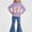 Purple, variant on Vornjynx Girls 2 Piece Outfit(2-7)Hooded Sweatshirt with Butterfly Bow Print and Flared Pants Set Casual Clothing Set Pink Size 5T
