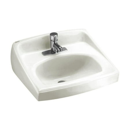 - American Standard 0356.421.020 Lucerne Wall Mounted Lavatory Sink for Wall Hangers (included) or Concealed Arms (not included) with Single Faucet Hole, White