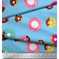 thumbnail image 3 of Soimoi Blue Cotton Jersey Fabric Donuts Food Printed Fabric 1 Yard 58 Inch Wide, 3 of 3