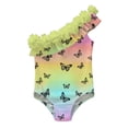 thumbnail image 5 of Odeerbi 1-5 Years Toddler Girls Hawaiian One-Piece Swimsuit One Shoulder Quick Dry Beach Swimwear Summer Ruffle Bathing Suit, 5 of 9