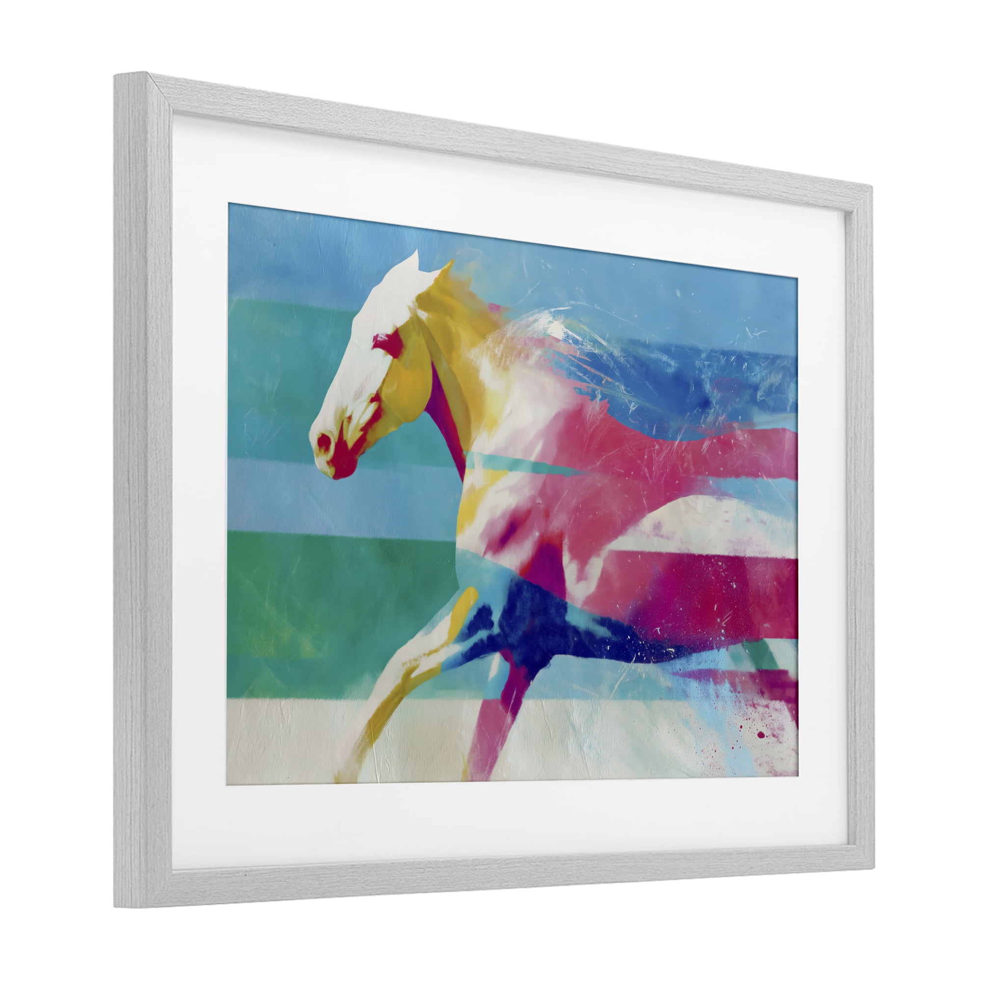 Stupell Industries Abstract Horse In Stripes Gray Framed Print Under Glass, design by Chromatic Storm Studio