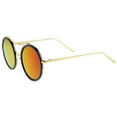 thumbnail image 3 of sunglassLA - Retro Metal Temples Browbar Colored Mirror Flat Lens Round Sunglasses - 53mm, 3 of 4