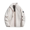 thumbnail image 1 of Men's Jacket Long Sleeve Stand Collar Solid Color Zipper Pullover Fleece Hooded for Sweatshirt Style,Fleece Jacket Men, 1 of 8