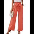 thumbnail image 2 of Pantalones de Salón Anchos para Mujer con Bolsillos, Cintura Alta, Ajustables, con Nudo y Holgados. Naranja XXL, 2 of 7