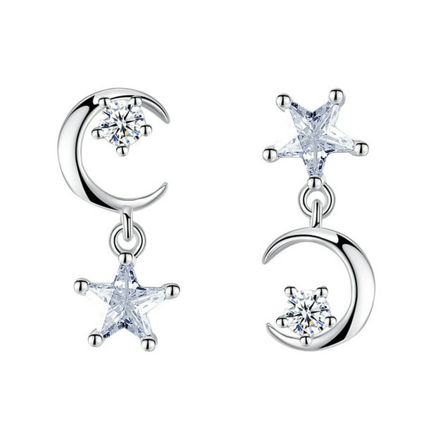 Pendientes colgantes de estrella, sencillos, combinables, con baño de plata, decorativos y exagerados para mujer