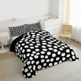thumbnail image 3 of Feelyou Simple Polka Dot Full Size Comforter Sets, Chic Brush Artwork Bedding Comforter Set, White Black Cartoon Reversible Bedding Sets, Luxury Bedroom Decor, 3 Pieces, 3 of 8