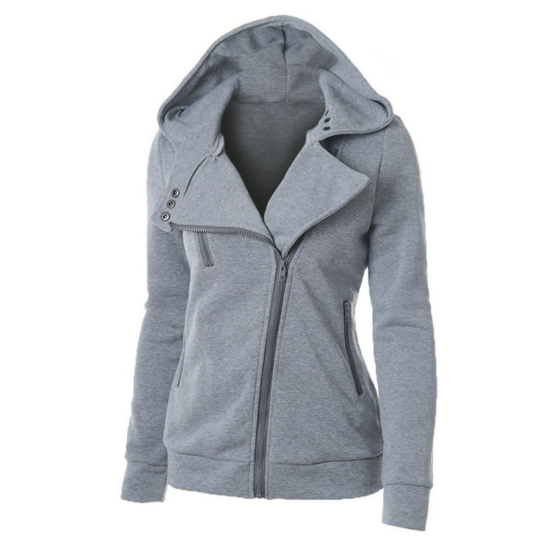 Fashion Women' Zip Up Hoodie Retro Hooded Jacket with Zipper Womens Hoodie  Jacket with Sweatshirt Solid Color Sweatshirt Coat for Women 