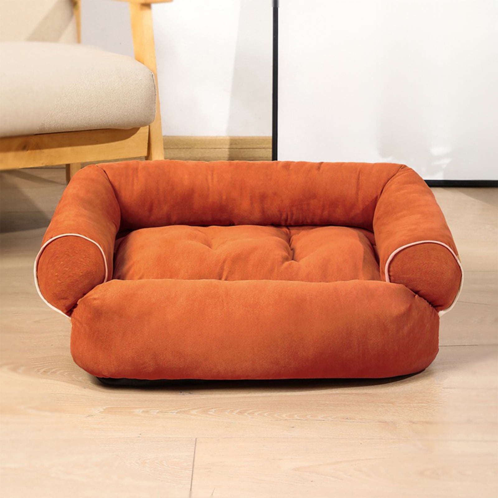 OAVQHLG3B RectangleDog Bed for Large Medium Small Dogs, Orthopedic Dog Sofa with Sides and Waterproof Liner, Washable Bolster Pet Bed Couch