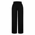 thumbnail image 5 of SELONE Black Linen Palazzo Pants Plus Size Lounge Pants with Pockets Cotton Linen Wide Leg Elastic Waist Full Length Trouser Loose Casual Long Beach Pants Solid 2XL Tall Breathable Summer Clothes, 5 of 7