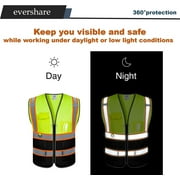 Reflective Vest Class 2 Safety Vests ANSI with 5 Pockets Zipper High Visibility Construction Uniform