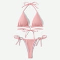 thumbnail image 2 of Conjunto de Bikini pequeño con realce para mujer, traje de baño pequeño con Tanga, Color contrastante, estilo brasileño, 2024, 2 of 5