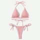 thumbnail image 2 of Conjunto de Bikini pequeño con realce para mujer, traje de baño pequeño con Tanga, Color contrastante, estilo brasileño, 2024, 2 of 5