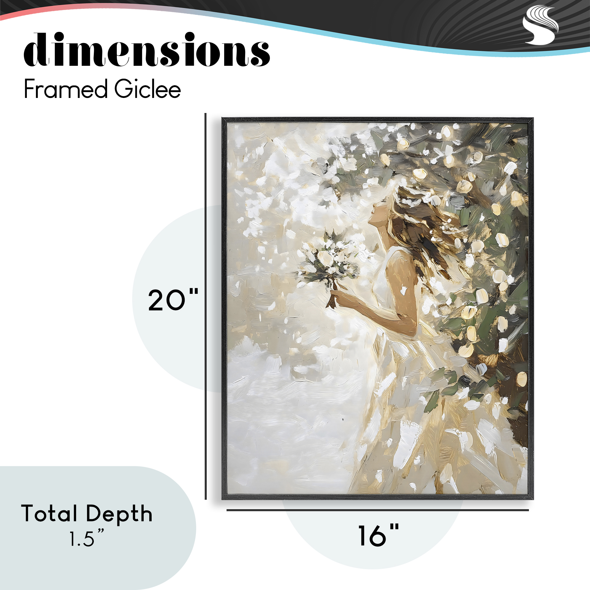 Soft White Snow Flurry Black Framed Giclee Art, design by LSR Design Studio