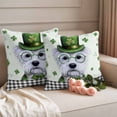 thumbnail image 2 of St. Patrick's Day Outdoor Waterproof Pillow Covers, Cute Puppy Lucky Shamrock Black Plaid Decorative Square Throw Pillowcase Sofa Cushion Sham for Patio/Couch/Chair, 26"x26" 2 Pack, 2 of 8