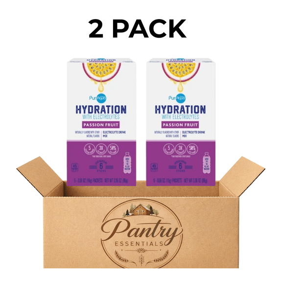 PurAqua Passion Fruit Hydration with Electrolyte Drink Mix, 6 count ,2 Pack