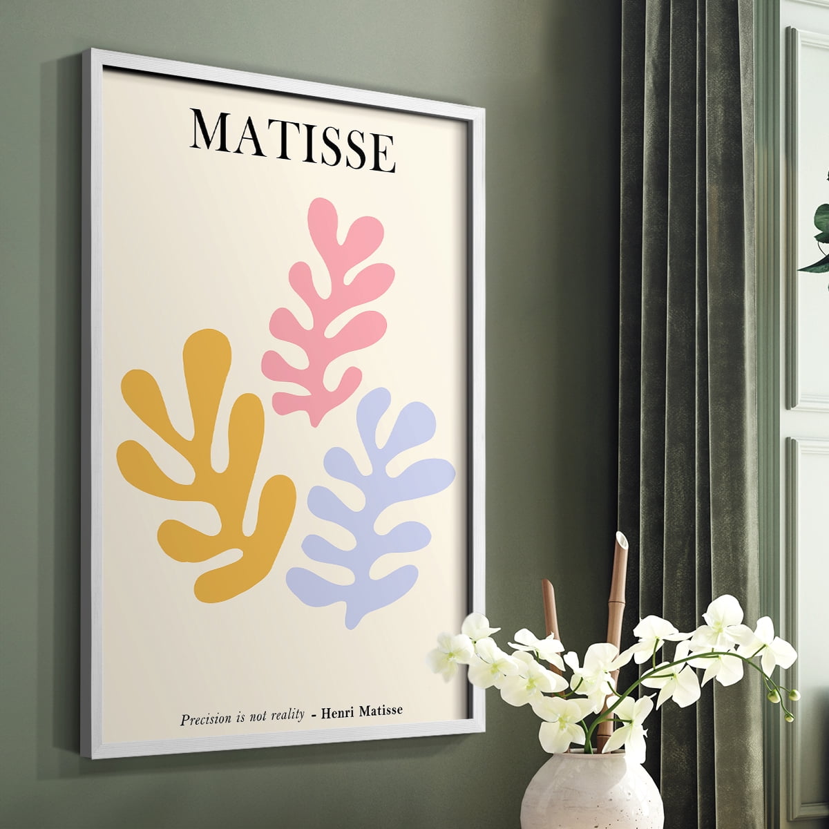 Matisse CDLXXXIV in White Solid Wood Framed Print No Nail Hanging
