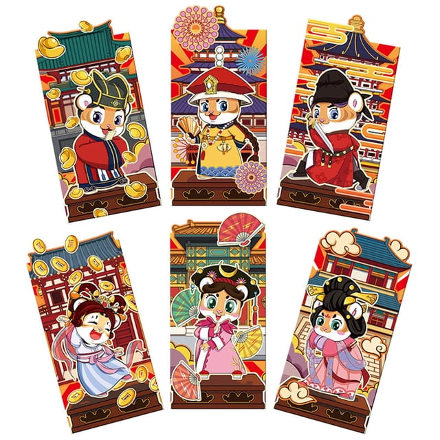 Kmbangi 6pcs New Year Red Envelope Cartoon Tiger Red Packets Festicval Gift