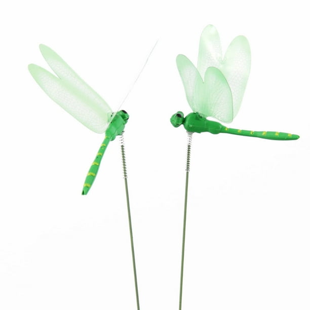 Macetas de Flores Al Aire Libre Libélulas Jardín Poste Estacas Decorativas 10Pcs, Flores Artificiales para Al Aire Libre Primavera-Acción Móvil para Patio Patio Macetas Ornamentos de Plantas Decoració