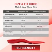 Vasyli Custom Full Length Insoles, Red, Medium, Heel Grid Reduces Slippage, Firm Density, Biomechanical Control, Fast & Effective Pain Relief, Treats Pronation, Built-In Rearfoot Varus Angle