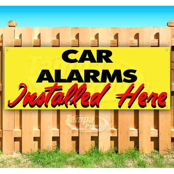 Car Alarms Installed Here 13 oz Vinyl Banner With Metal Grommets