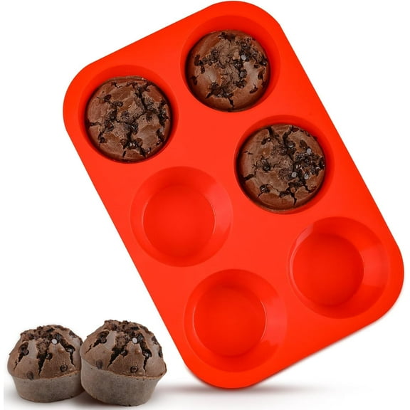 Silicone Muffin Pan - Nonstick Cupcake Pan Regular Size Silicone Mold for Baking(6 cups -1 Pack)