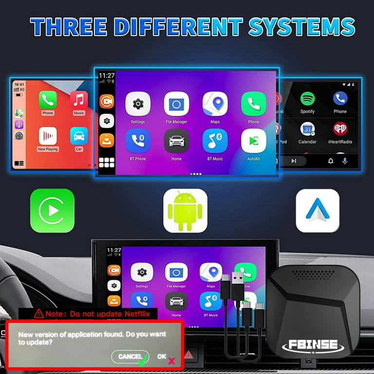 Android 12 The Magic CarPlay AI Box with Netflix , Stream Wireless CarPlay Android Auto to Your Car, 4+64g, Support 4G SIM/TF Card/5G Wifi/bt