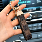 Luxury Presbyopic Leather Keychain 360 Degree Rotating Horseshoe Buckle Car Keychain High-end Male And Female Key Chain