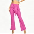 thumbnail image 5 of AKOEE Flared Leggings for Women Tie Front Skirted High Waist Stretchy Bell Bottoms Yoga Workout Casual Pants (M, Hot Pink), 5 of 8