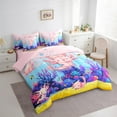 thumbnail image 3 of Feelyou Cute Funny Axolotl Bedding Comforter Set 7pcs for Child, Cartoon Ocean Coral Queen Bedding Sets, Dreamy Fairy Tale Reversible Queen Sheet Sets, Breathable Home Decor, 3 of 8